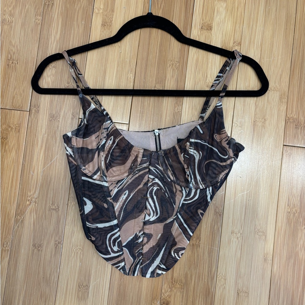 White Fox Boutique Gray and Black Asymmetrical Sleeveless Bodysuit
